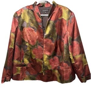 Jones New York Collection‎ 22W Rose Garden Silk Cotton Jacket Blazer Classy Prep